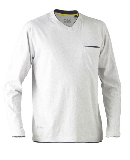Picture of Bisley Flex & Move Cotton Rich V Neck Long Sleeve Tee BK6933