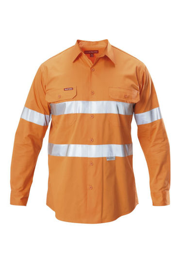 Picture of Hard Yakka Koolgear Hi-Visibility Cotton Twill Ventilated Shirt With Tape Long Sleeve Y07996